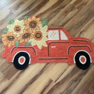 Sunflower Red Truck Doormat - Decorative Floral Home Accent
